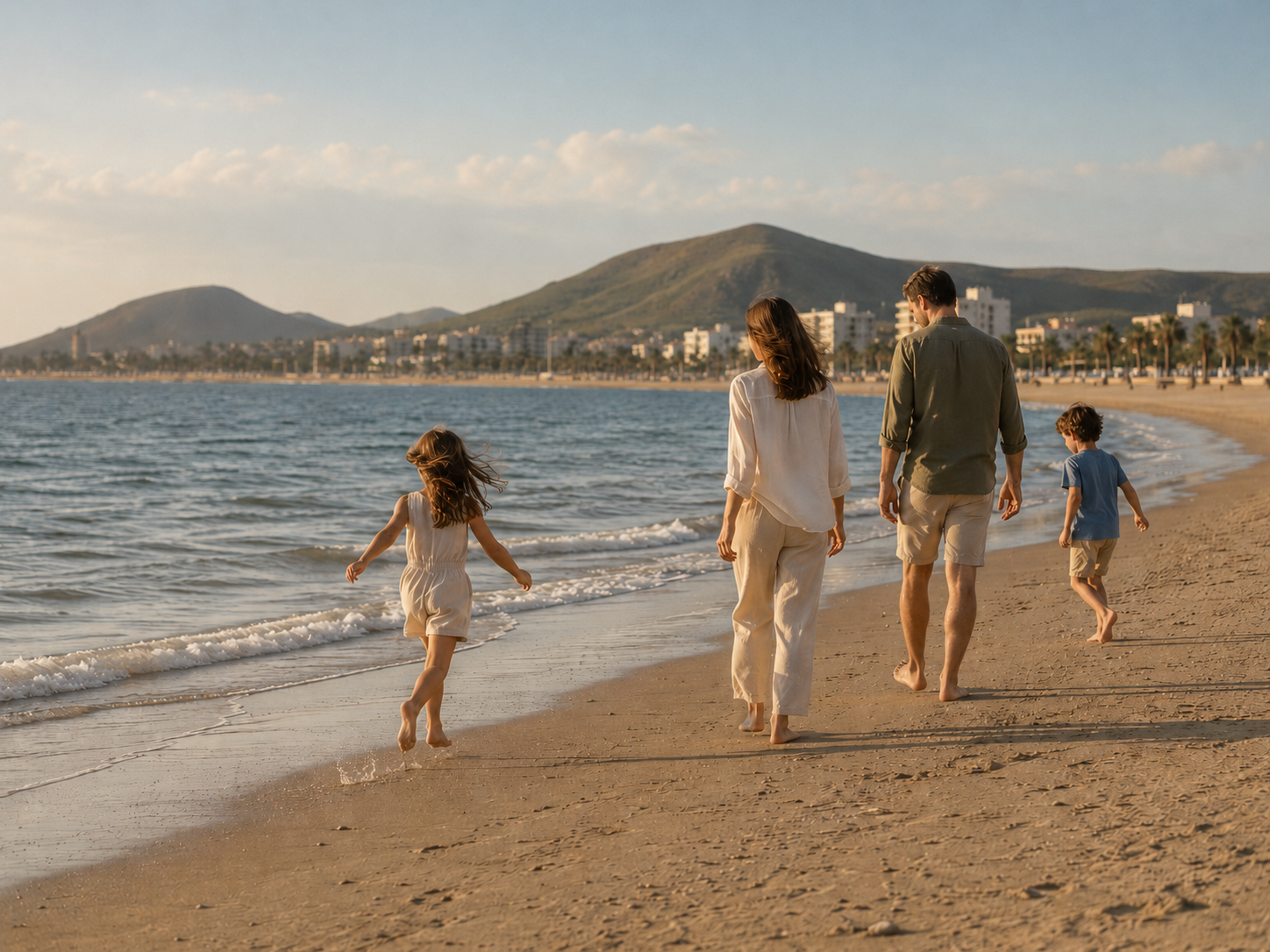 Familia en la costa